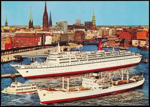 Altona-Hamburg Hafen Schiff (Ship) TS HAMBURG an der Überseebrücke 1970