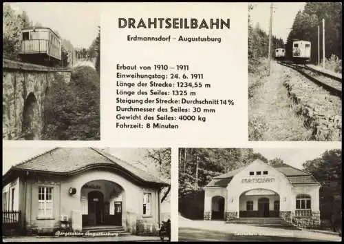 Erdmannsdorf-Augustusburg Erzgebirge DRAHTSEILBAHN Erdmannsdorf 1965