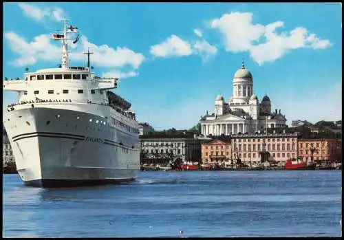 Helsinki Helsingfors Südhafen Etelä-satamasta mit Schiff FINLANDIA 1980