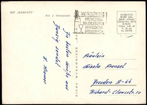 Schiffsfoto-AK Schiff Ship M/T KARPATY (Frachtschiff Polen) 1961