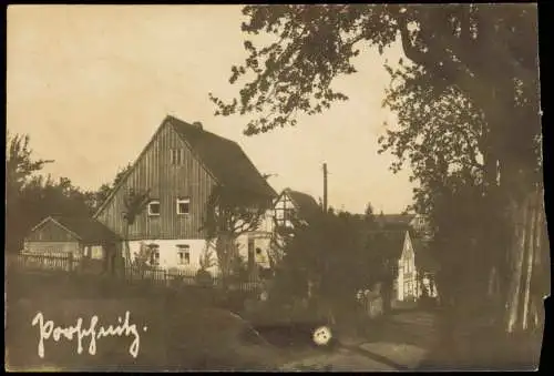 Ansichtskarte Porschütz-Priestewitz Gehöft mit Weg 1927  Stempel Krögis (BZ. Dresden)