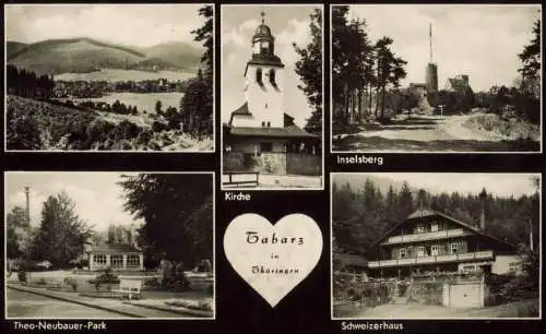 Ansichtskarte Tabarz/Thüringer Wald Mehrbild Stadt Kirche Inselberg Park 1960