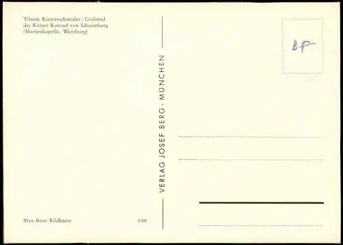 Ansichtskarte Würzburg Marienkapelle des Ritters Konrad von Schaumberg 1966