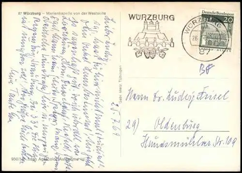 Ansichtskarte Würzburg Marienkapelle von der Westseite 1969