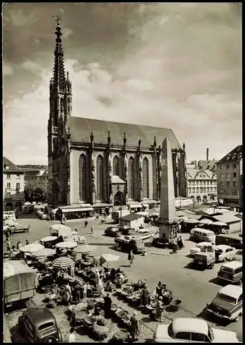 Ansichtskarte Würzburg Marktplatz Markttreiben VW-Bulli 1966