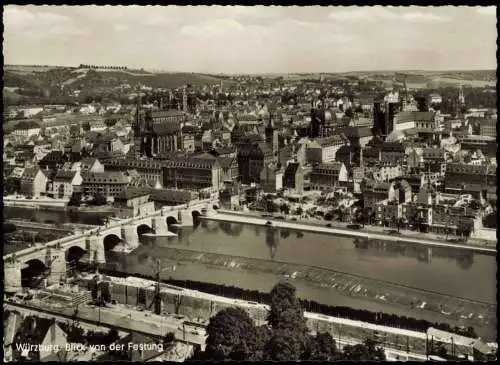 Ansichtskarte Würzburg Stadt von der Festung gesehen 1962