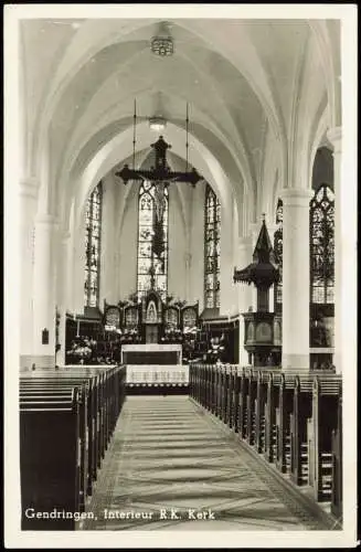 Postkaart Gendringen Innenansicht Kirche Interieur R.K. Kerk 1653   gelaufen mit NACHGEBÜHR-Stempel