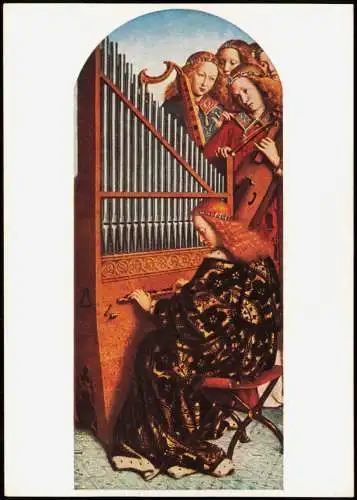 Bruckmann Bildkarte Künstlerkarte: Jan van Eyck: Musizierende Engel 1960