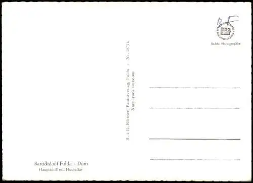 Ansichtskarte Fulda Fuldaer Dom St. Salvator Hauptschiff mit Hochaltar 1960