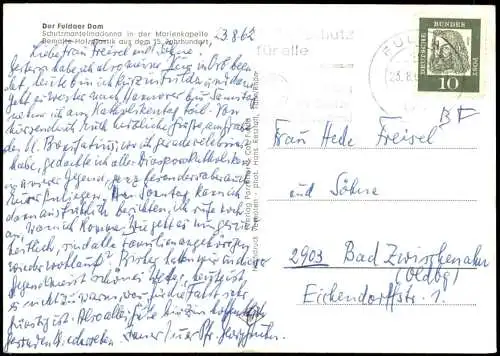 Ansichtskarte Fulda Dom Schutzmantelmadonna in der Marienkapelle 1962