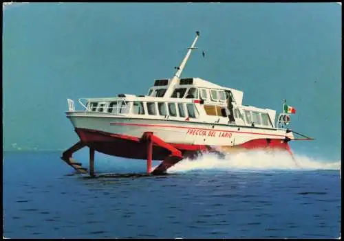 Cartolina Como See mit Schiff Aliscafo FRECCIA DEL LARIO 1970