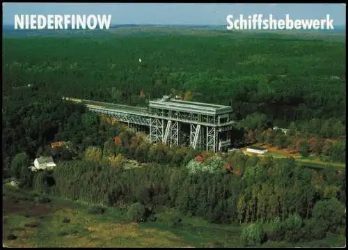 Ansichtskarte Niederfinow Schiffshebewerk aus der Vogelschau-Perspektive 2000