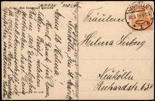 C. Krebs: Am sonnigen Gestade - Ölgemälde-Imitations-Karte 1919