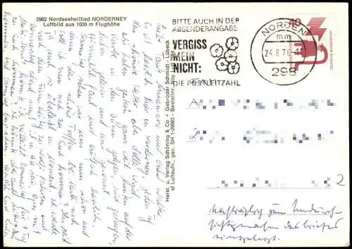Norderney Luftaufnahme Norderney Luftbild aus 1000 m Flughöhe 1976