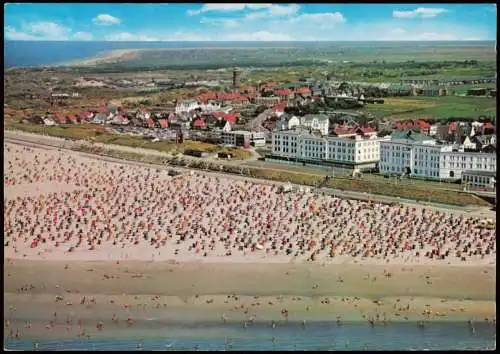 Ansichtskarte Borkum Luftbild Luftaufnahme mit Hotel Miramar am Strand 1980