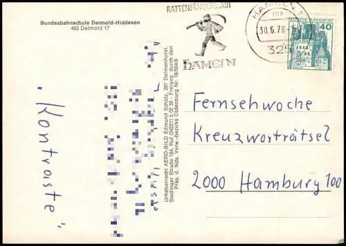 Detmold Bundesbahnschule Detmold-Hiddesen v. Flugzeug aus, Luftaufnahme 1978