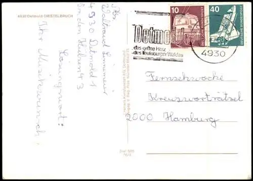 Ansichtskarte Detmold Luftbild Detmold-DIESTELBRUCH v. Flugzeug aus 1976
