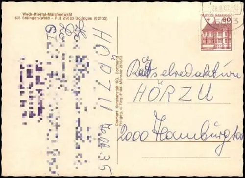 Solingen Luftaufnahme Weck-Ittertal-Märchenwald Solingen-Wald 1982