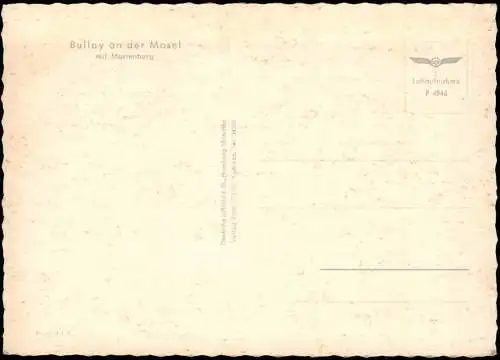Ansichtskarte Bullay Luftbild Luftaufnahme mit der Marienburg 1970