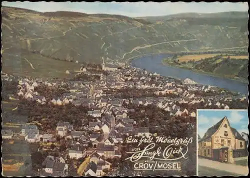 Kröv (Mosel) Panorama-Ansicht mit Hotel Reichsschenke zum Ritter Götz 1960/1959