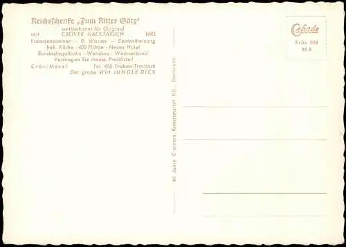 Kröv (Mosel) Panorama-Ansicht mit Hotel Reichsschenke zum Ritter Götz 1960/1959