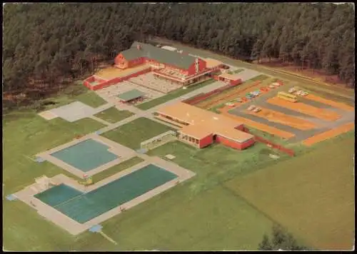 Müden (Örtze)-Faßberg Hotel Herrenbrücke v. Flugzeug aus, Luftaufnahme 1981