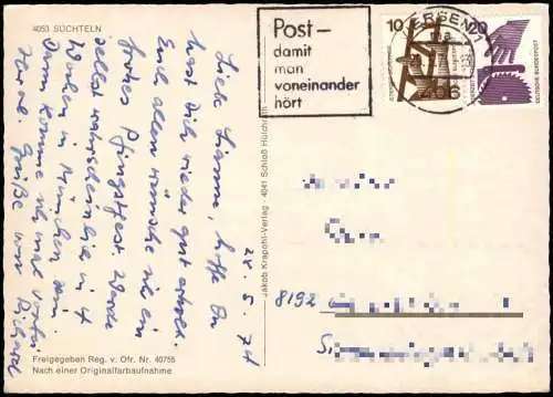 Süchteln-Viersen Luftbild Luftaufnahme Ortsansicht v. Flugzeug aus 1974
