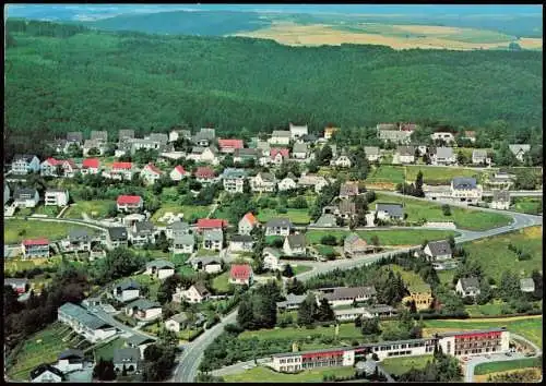 Langscheid Panorama Luftaufnahme mit Klinik Dr. Evers v. Flugzeug aus 1980