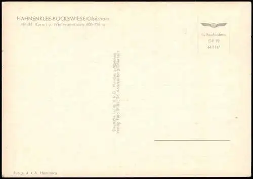 Hahnenklee-Bockswiese-Goslar Luftaufnahme Ortsansicht v. Flugzeug aus 1964