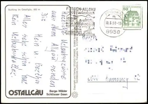 Buching-Halblech Luftbild Luftaufnahme Ortsansicht v. Flugzeug aus 1980