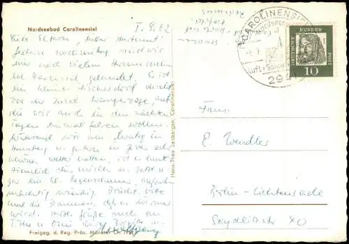 Carolinensiel-Wittmund Luftbild Ortsansicht v. Flugzeug aus 1962