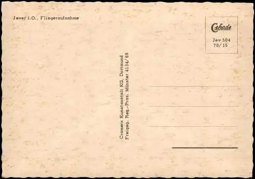 Ansichtskarte Jever Luftbild Luftaufnahme Ortsansicht v. Flugzeug aus 1970