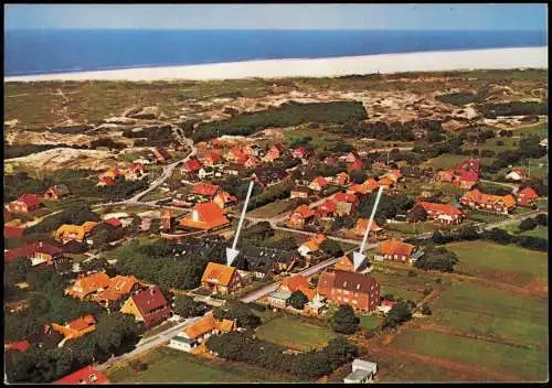 Spiekeroog Luftaufnahme mit Reklame-Rückseite Gästehaus Seestern 1980