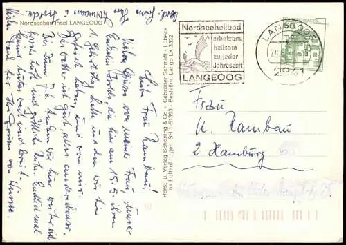 Ansichtskarte Langeoog Luftbild Ortsansicht v. Flugzeug aus 1981