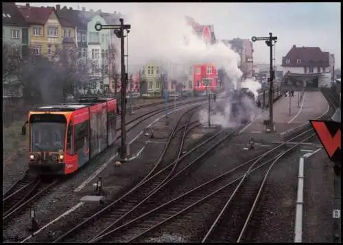 Nordhausen Straßenbahn Combino Duo TW 201 auf Strecke am Bahnhof Nord 2000
