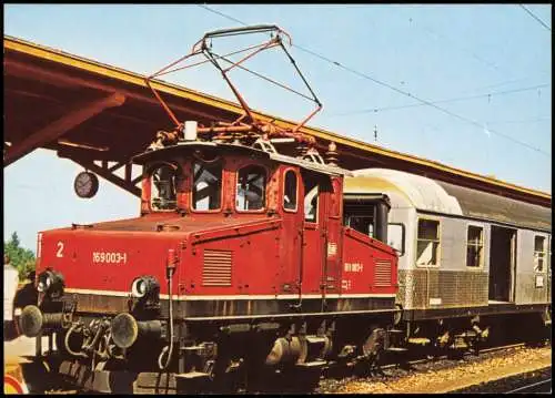 Murnau DB, elektrische lokalbahnlokomotive 169 003-1 im bhf. 1976