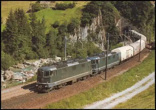 Elektro-Schnellzuglokomotiven Re 4/4 III Güterzug Unteren Wassener Kehre 1978
