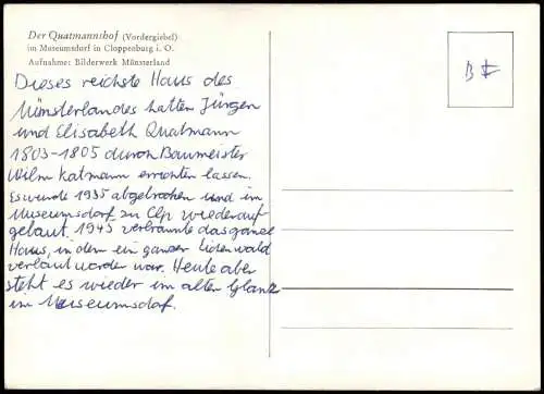 Cloppenburg Der Quatmannshof Vordergiebel Museumsdorf  Cloppenburg i. O. 1965