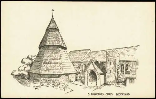 Ansichtskarte  Künstlerkarte Motiv Kirche AUGUSTINES CHURCH BROOKLAND 1960