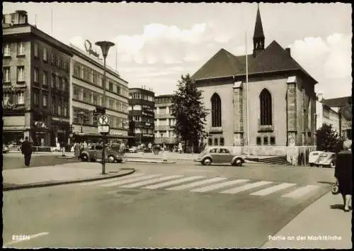 Essen (Ruhr) Partie an der Marktkirche, Autos u.a. Volkswagen VW Käfer 1960