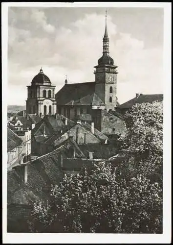 Postcard Brüx Most Kirche Partie an der Stadtkirche 1970