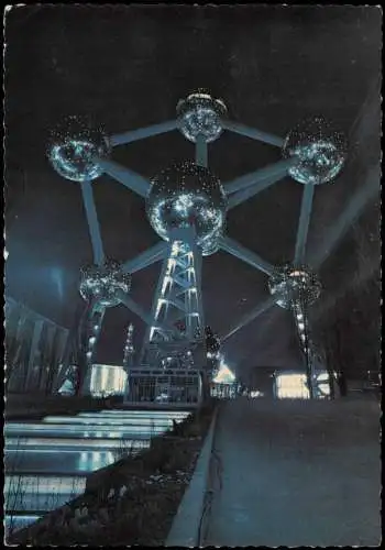 Postkaart Brüssel Bruxelles By night Bei Nacht Atomium 1958