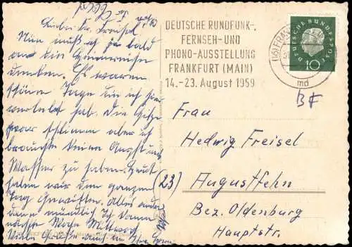 Ansichtskarte Frankfurt am Main Stadt Partie am Main 1959