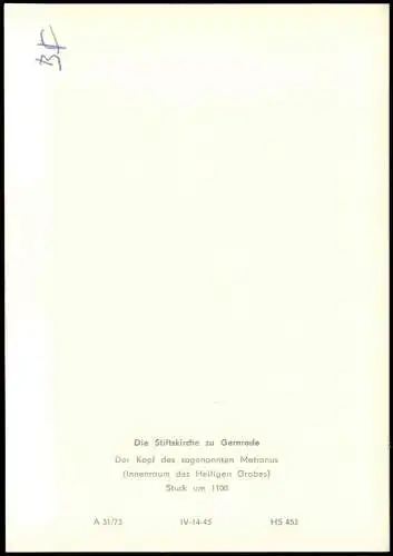 Gernrode Quedlinburg Stiftskirche Der Kopf des sogenannten Metronus Innen  1973