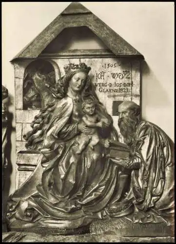 Freiburg im Breisgau Madonna aus dem Dreikönigsaltar im Freiburger Münster 1960