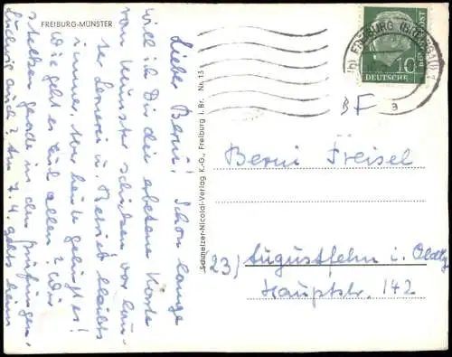 Ansichtskarte Freiburg im Breisgau Münster (Außenansicht) 1957