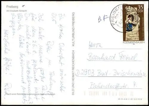 Ansichtskarte Freiberg (Sachsen) Künstlerkarte, Alt-Elisabeth-Schacht 1981