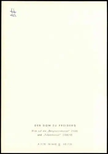 Freiberg (Sachsen) DER DOM ZU FREIBERG Blick auf die Bergmannskanzel 1970