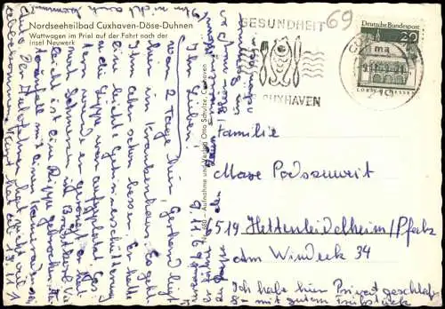 Duhnen-Cuxhaven Nordseeheilbad Wattwagen im Priel Fahrt Insel Neuwerk 1969