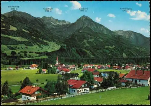 Ansichtskarte Fischen im Allgäu Panorama-Ansicht Blick zu den Bergen 1969